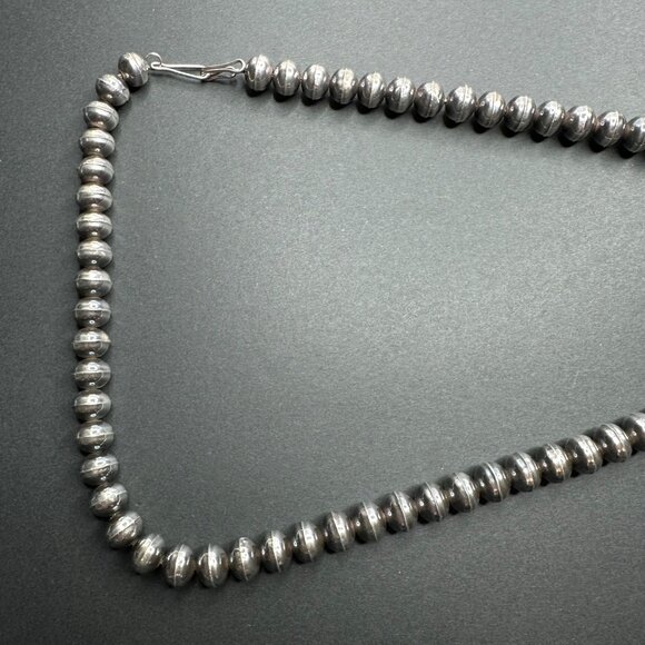 Sterling Silver Beaded Desert Pearls Necklace Vintage 24" Southwestern - Picture 6 of 11